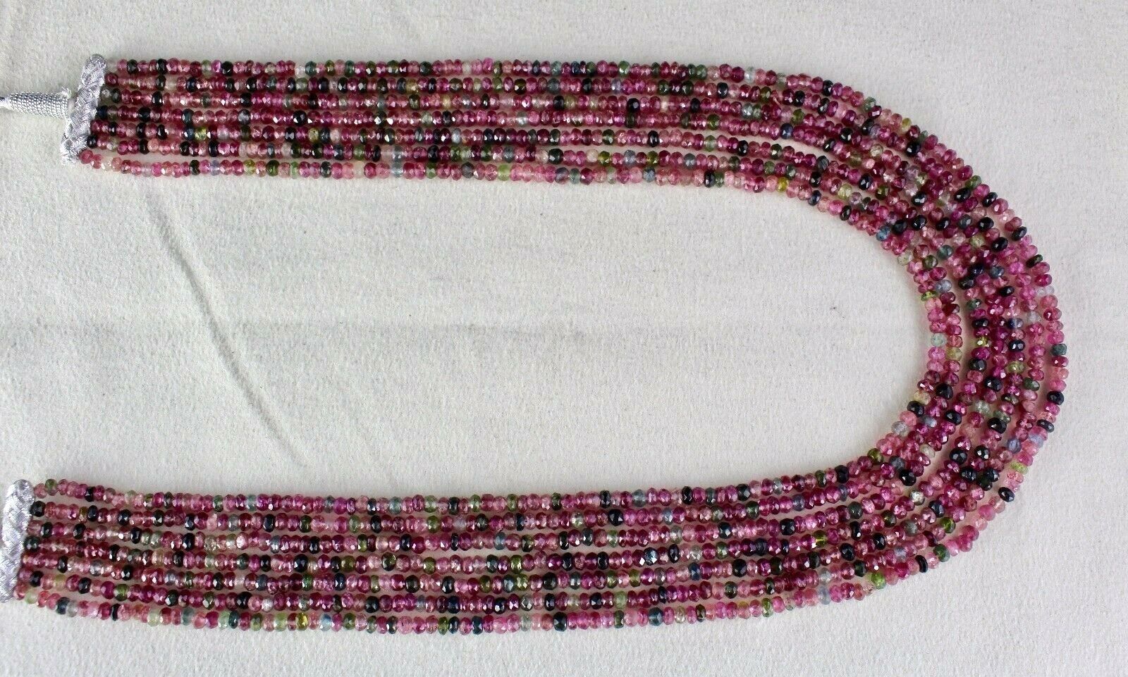 NATURAL MULTI TOURMALINE BEADS FACETTED ROUND 7 LINE 446 CTS GEMSTONE NECKLACE