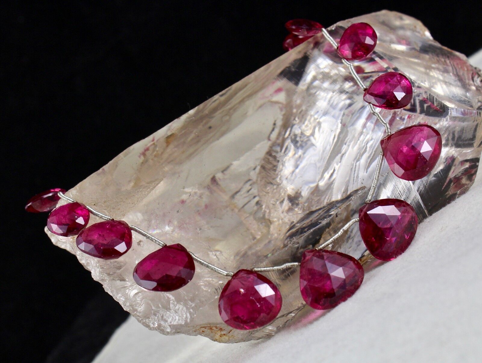 GTL CERTIFIED NATURAL PINK TOURMALINE RUBELLITE DROPS 97 CTS GEMSTONE NECKLACE