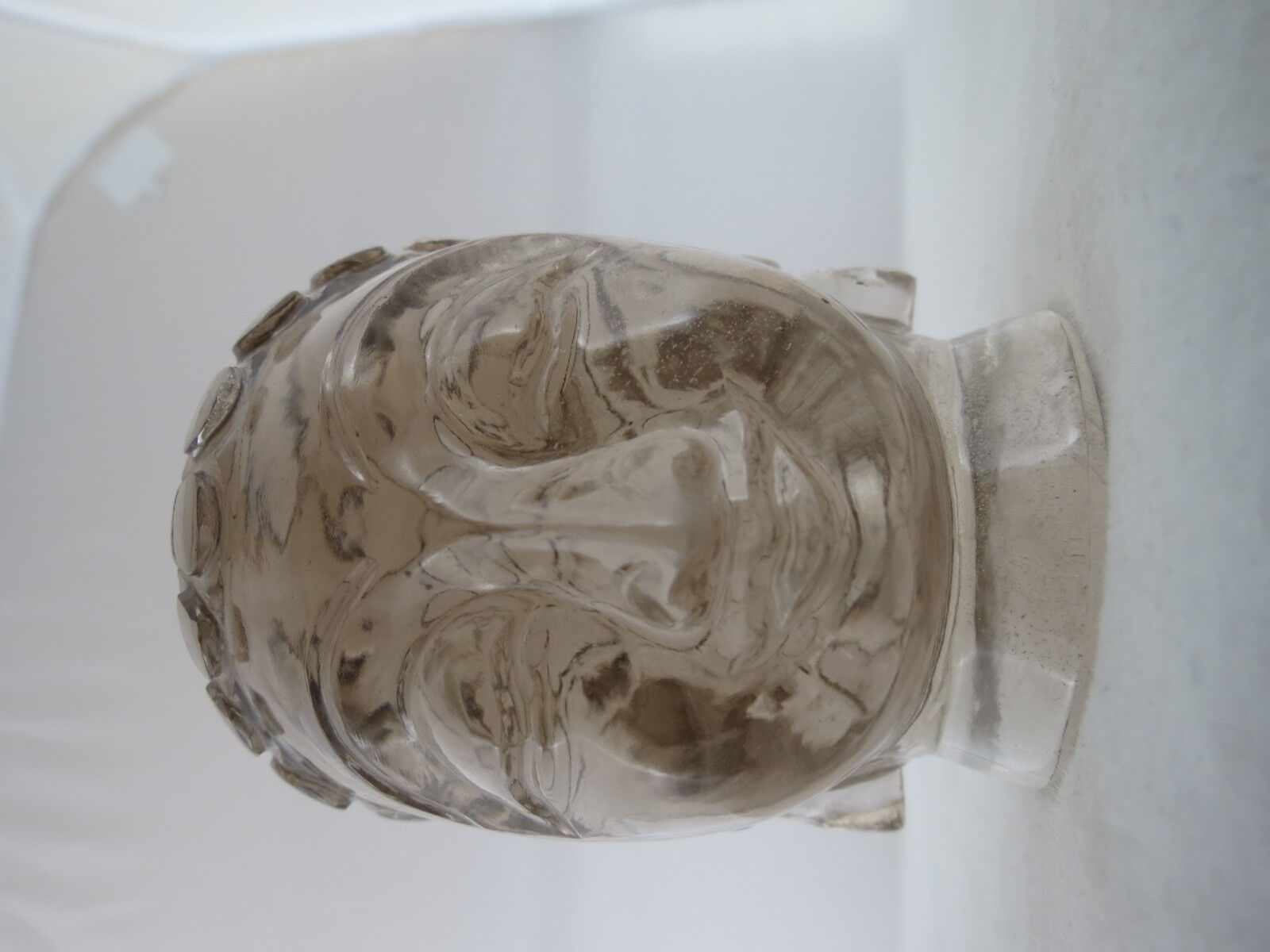4 INCH NATURAL SMOKY QUARTZ BUDDHA HEAD 2730 CARATS GEMSTONE STATUE HOME DECOR