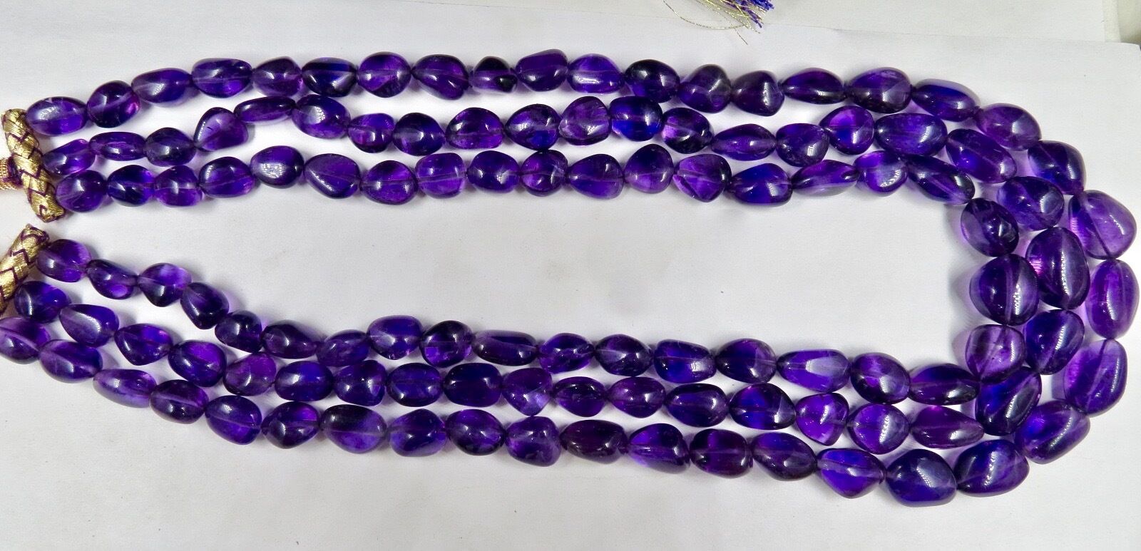 Natural Amethyst Beads Tumble 3L 917 Ct Purple Gemstone Statement Party Necklace