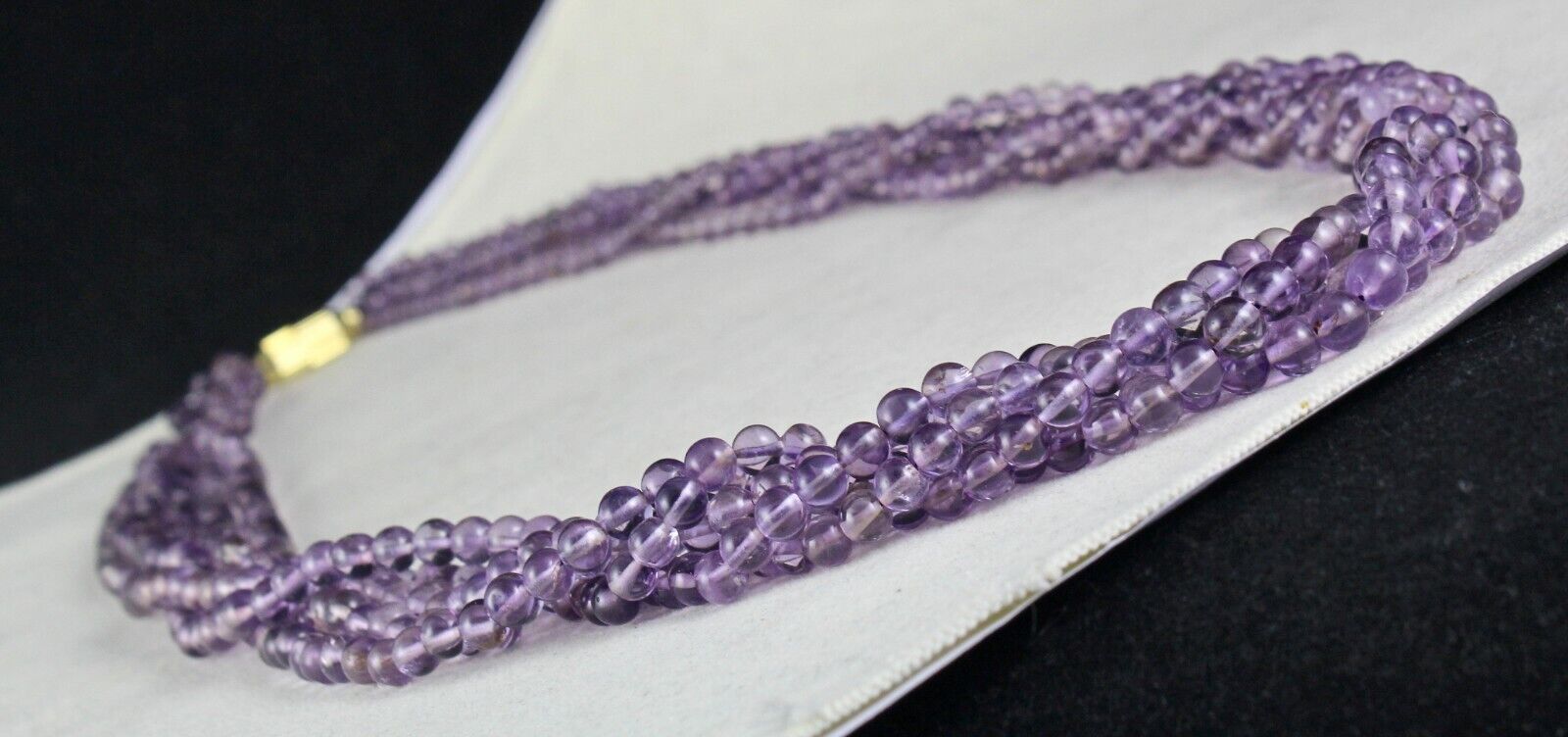 ELEGANT NATURAL AMETHYST ROUND BEADS 5 LINE 562 CARATS GEMSTONE BUNCH NECKLACE