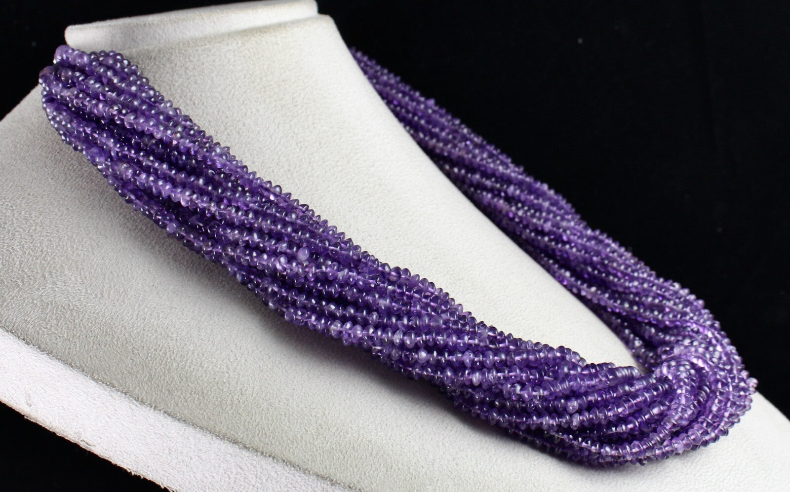 Natural Brazilian Amethyst Button Beads Necklace 1452 Ct Sterling Silver 18 Line