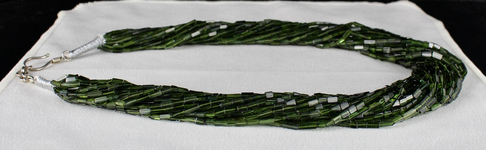 Certified Natural Green Chrome Tourmaline 700 Ct Beads Sterling Silver Necklace