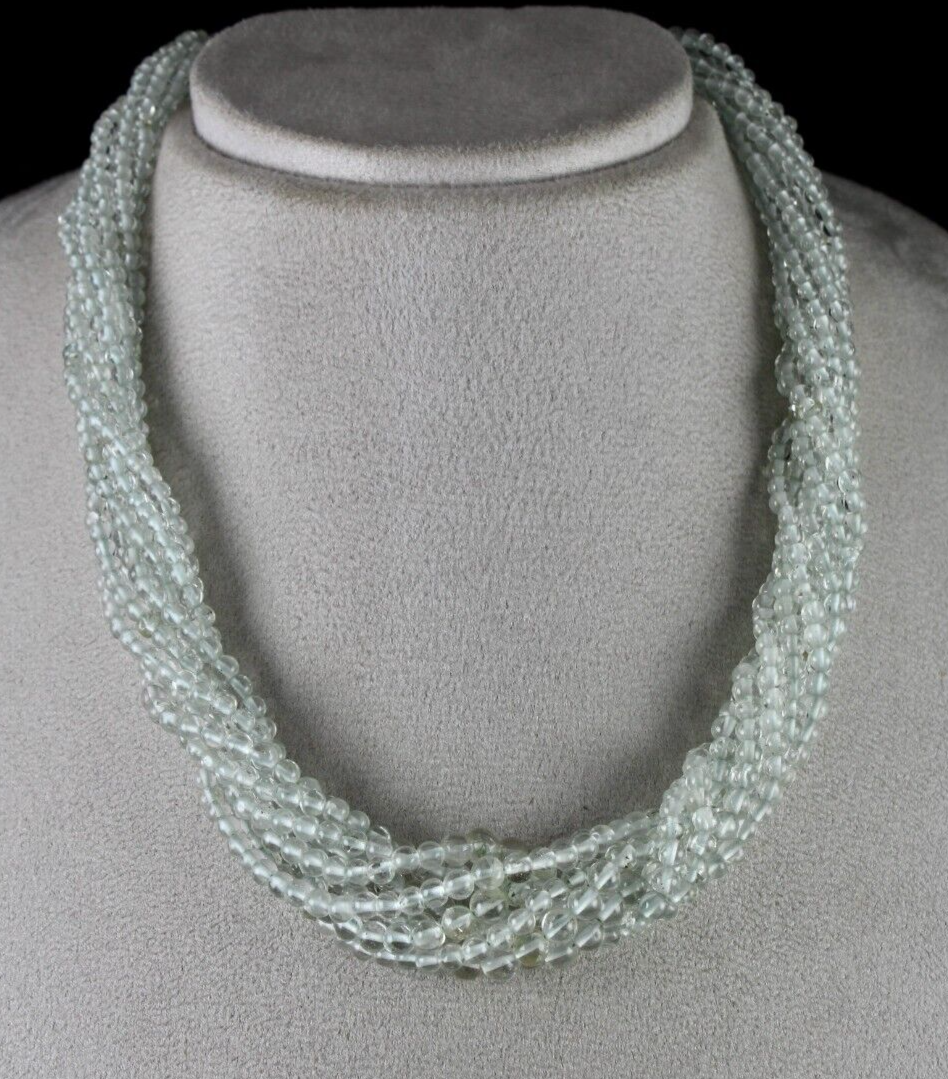 Natural Blue Aquamarine Beads Round 433 Carats Gemstone Silver Ladies Necklace