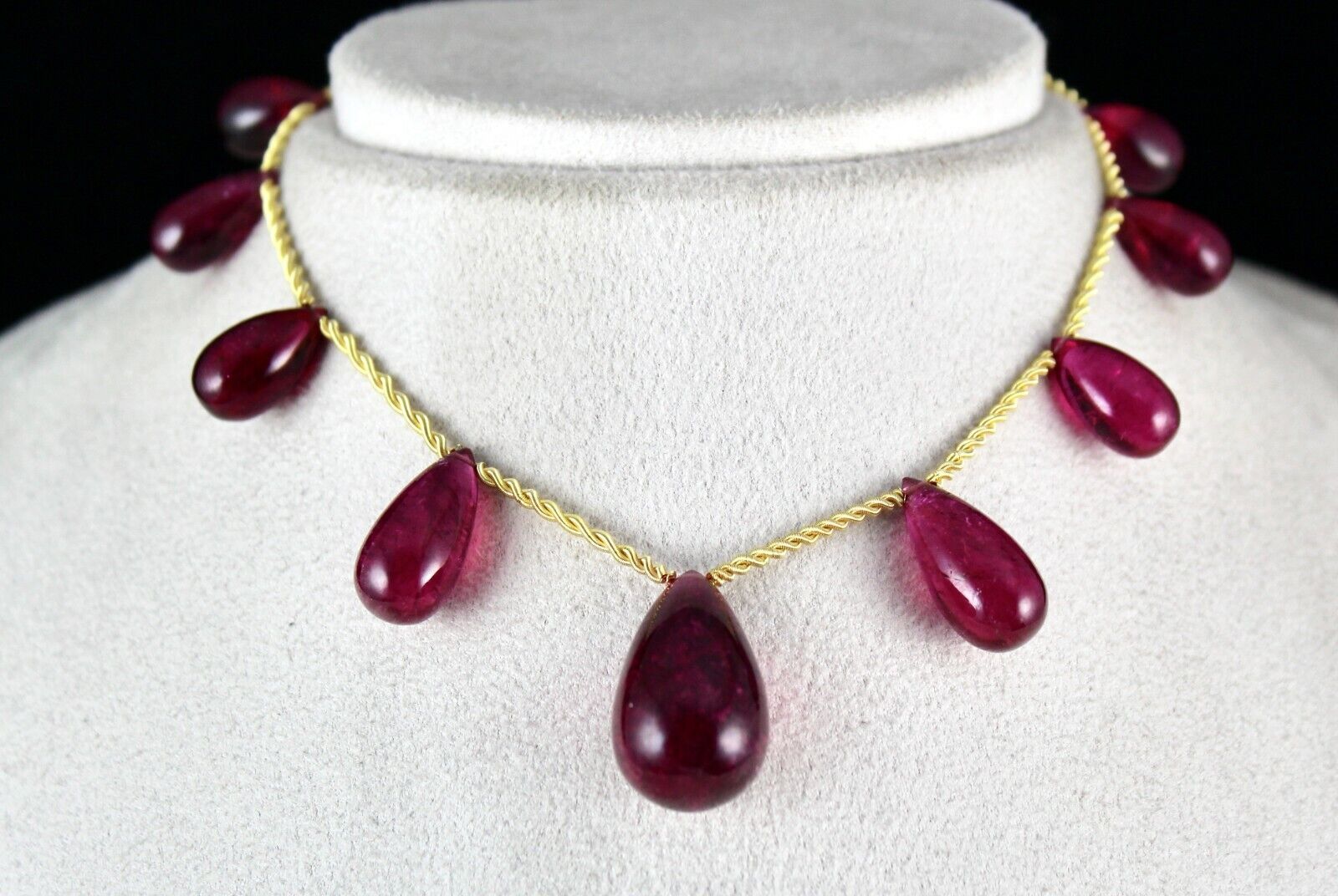 NATURAL PINK TOURMALINE RUBELLITE TEAR DROPS 161 CTS GEMSTONE NECKLACE HANGING