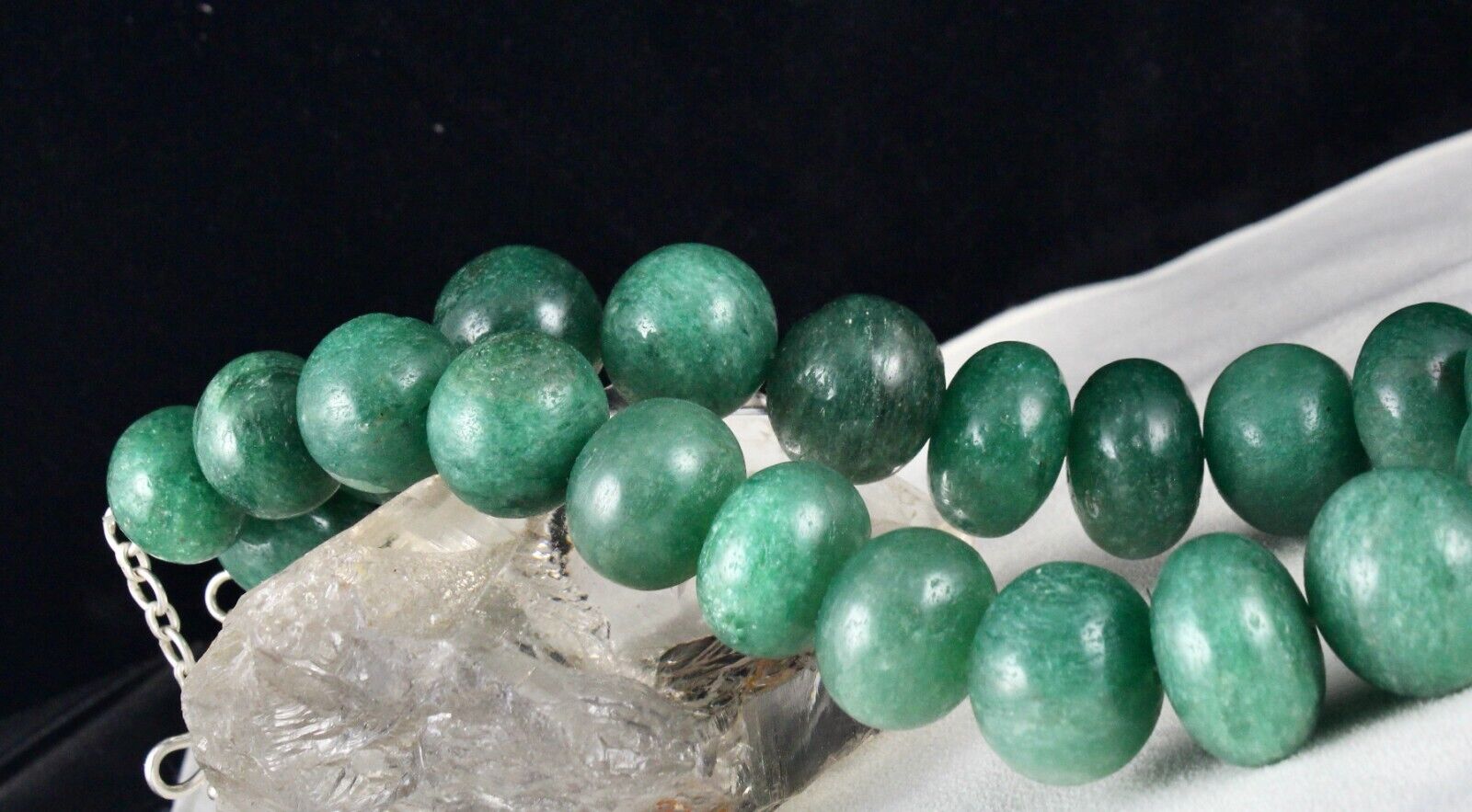 Natural Green Quartz Round Beaded Necklace 1 Line 1782 Carats Big Gemstone Beads
