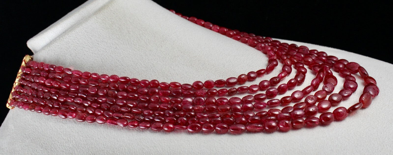 Certified Natural Red Spinel Necklace 814 Ct Cabochon Beads 7 Line Gemstone
