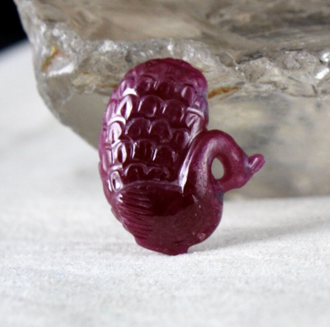 Certified Natural Ruby 20.71 Ct Engraved Peacock Gemstone Pendant Ring