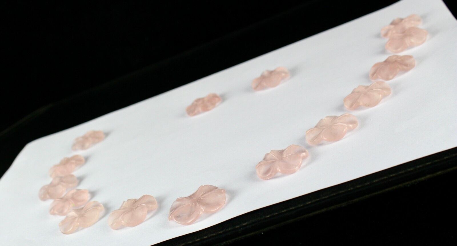 Natural Rose Quartz Carved Flower 15 Pcs 287 Carats Fine Gemstone Set Designing