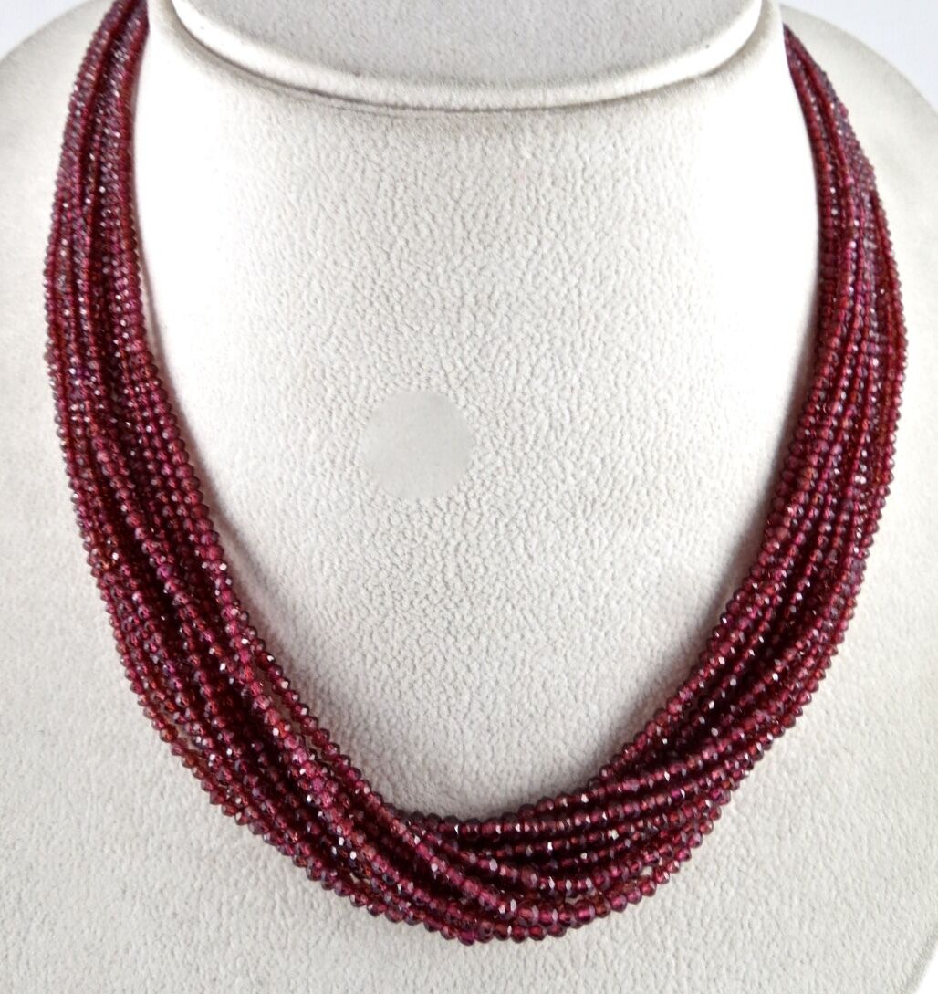 Natural Rhodolite Garnet Beads Faceted Round 12 L 3mm 632 Ct Gemstone Necklace