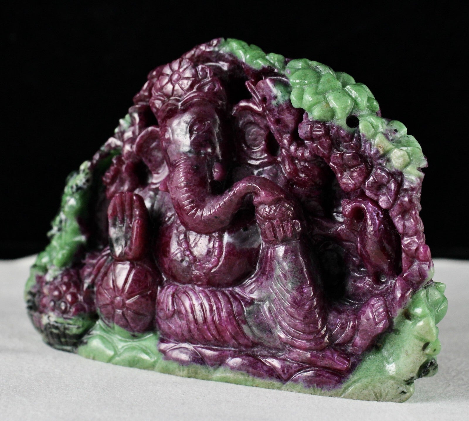 Certified Natural Ruby Zoisite Lord Ganesha 3739 Ct Gemstone Statue Decor