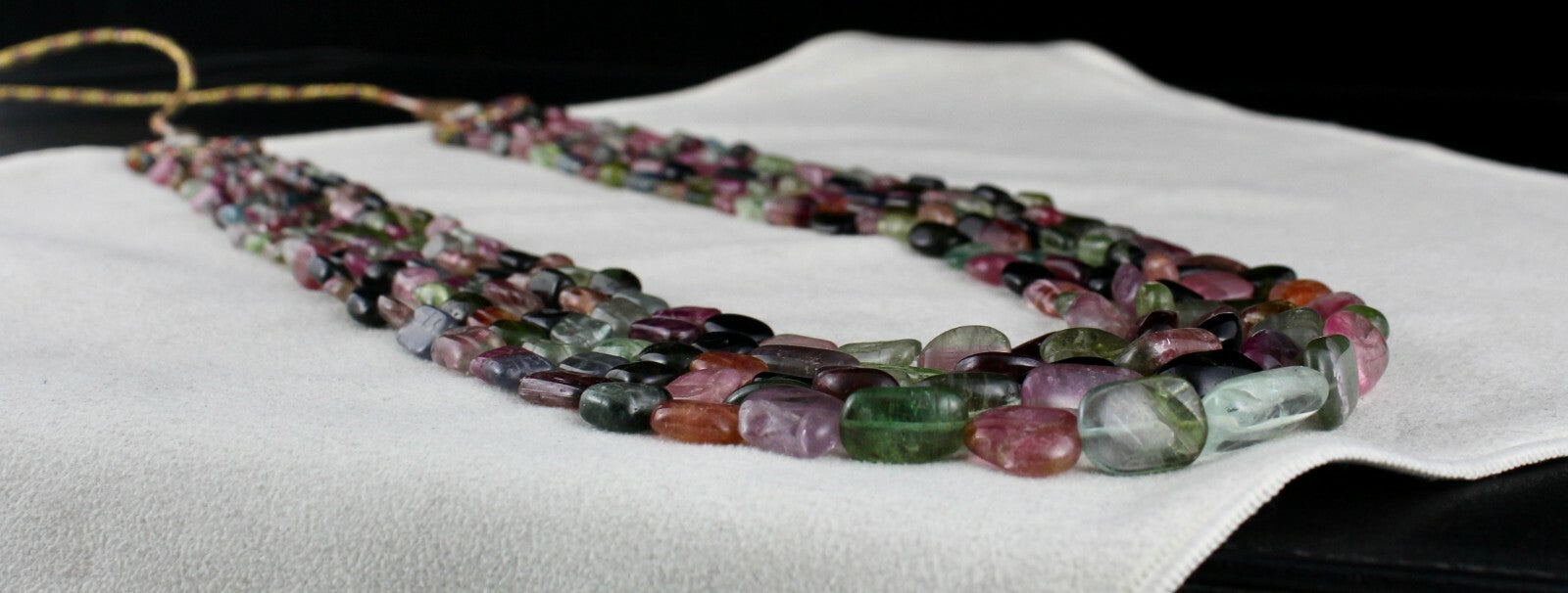 Certified Natural Multi Tourmaline 713 Carats Cabochon 5 Line Gemstone Necklace