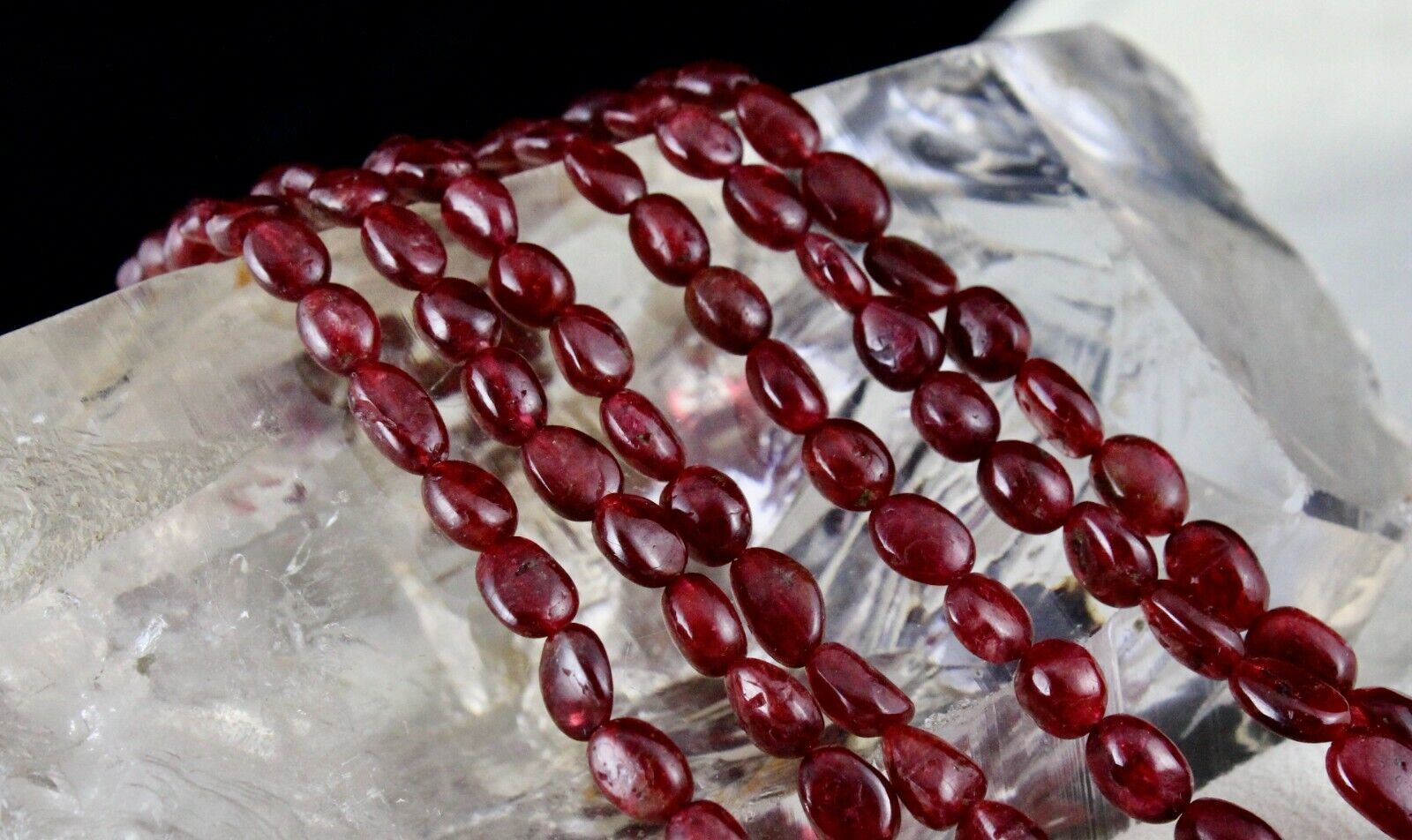 Natural Red Spinel Beaded Necklace 3 Line 313 Carats Gemstone Precious String
