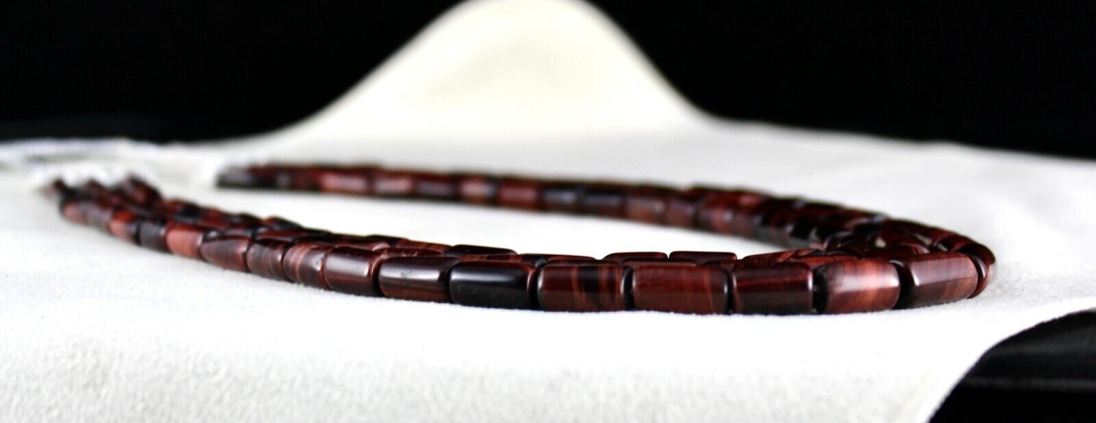 NATURAL RED TIGER EYE BEADS FANCY LONG 3 LINE 545 CTS GEMSTONE LADIES NECKLACE