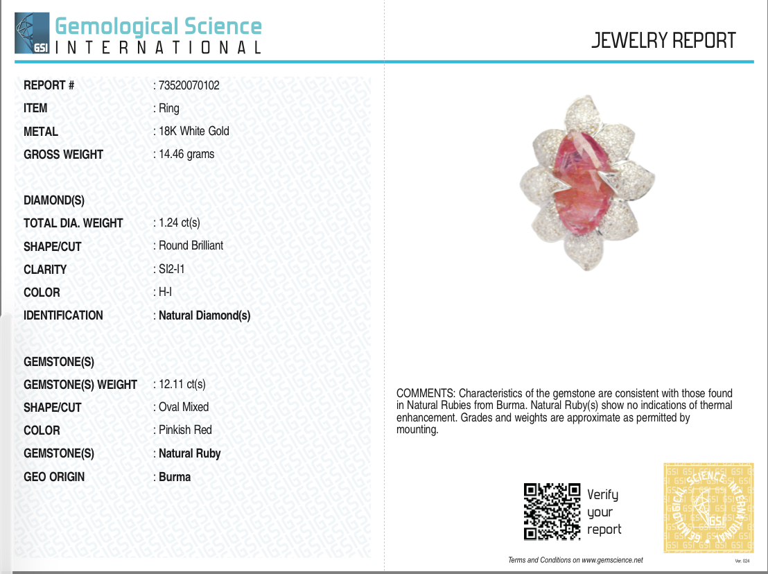 Natural Burma Ruby 12.11 Ct Cabochon Diamond Pavé Ring 18k White Gold For Women