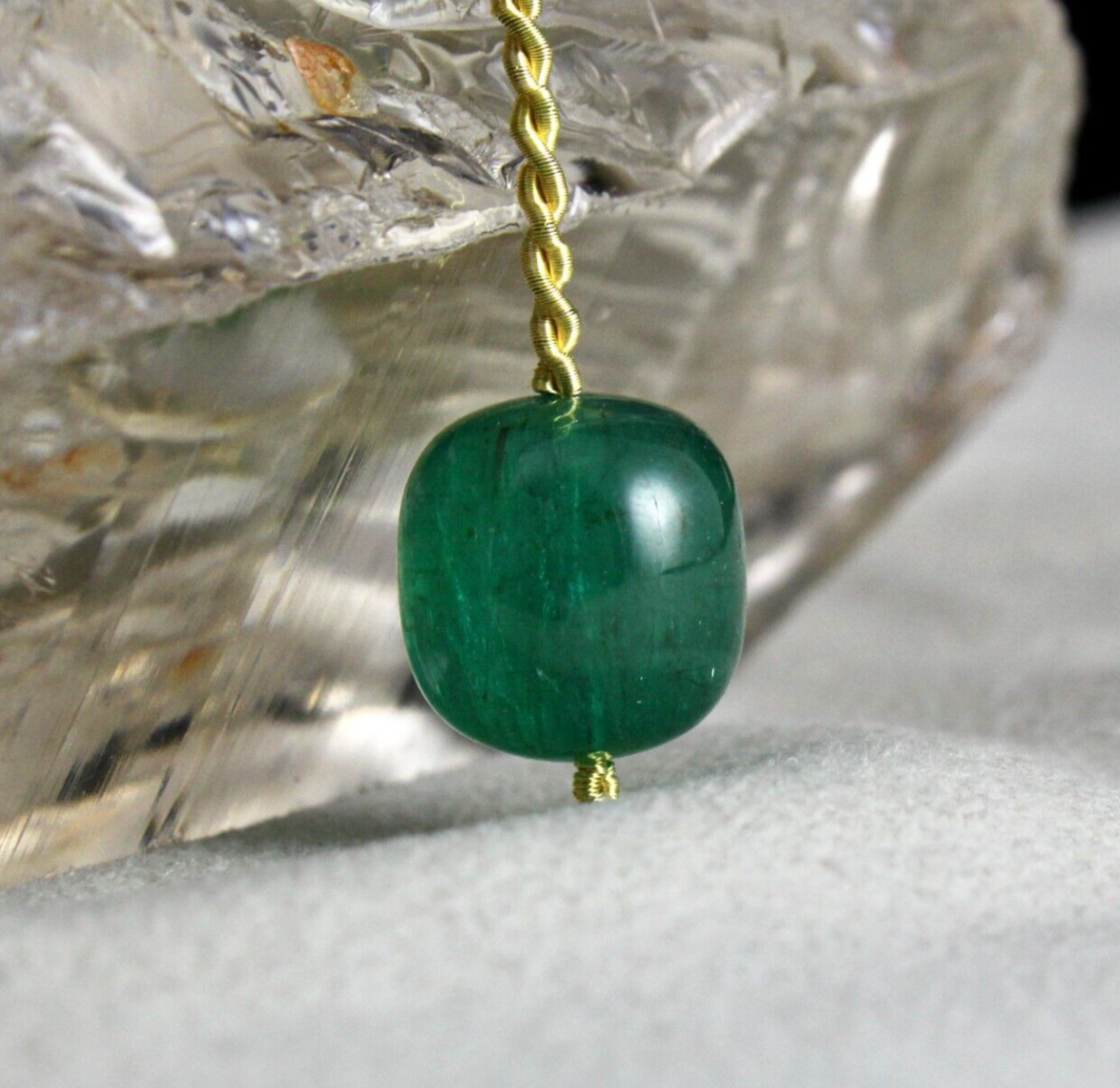 Certified Top Natural Zambian Emerald Bead 23.75 Carats Gemstone Pendant Design