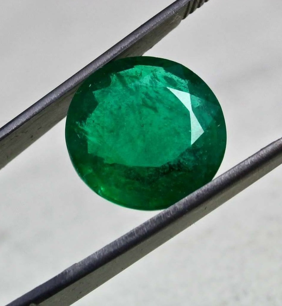 Certified 15mm 10.20 Ct Natural Emerald Round Cut Gemstone For Ring Pendant