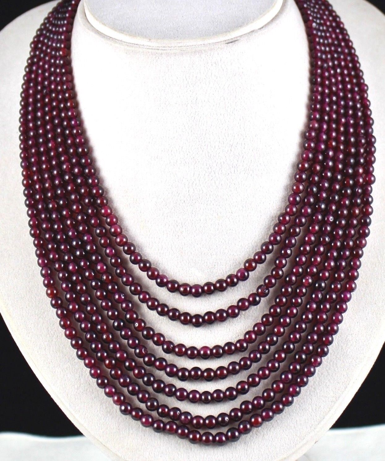 NATURAL RED GARNET BEADS ROUND 7 LINE 901 CARATS GEMSTONE LADIES STONE NECKLACE