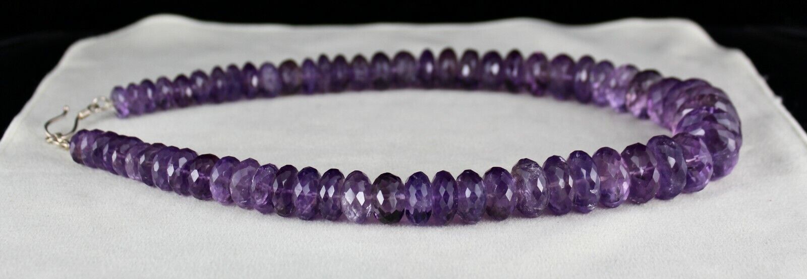 Natural Brazilian Amethyst Beads Faceted Round 1220 Cts Gemstone Silver Necklace