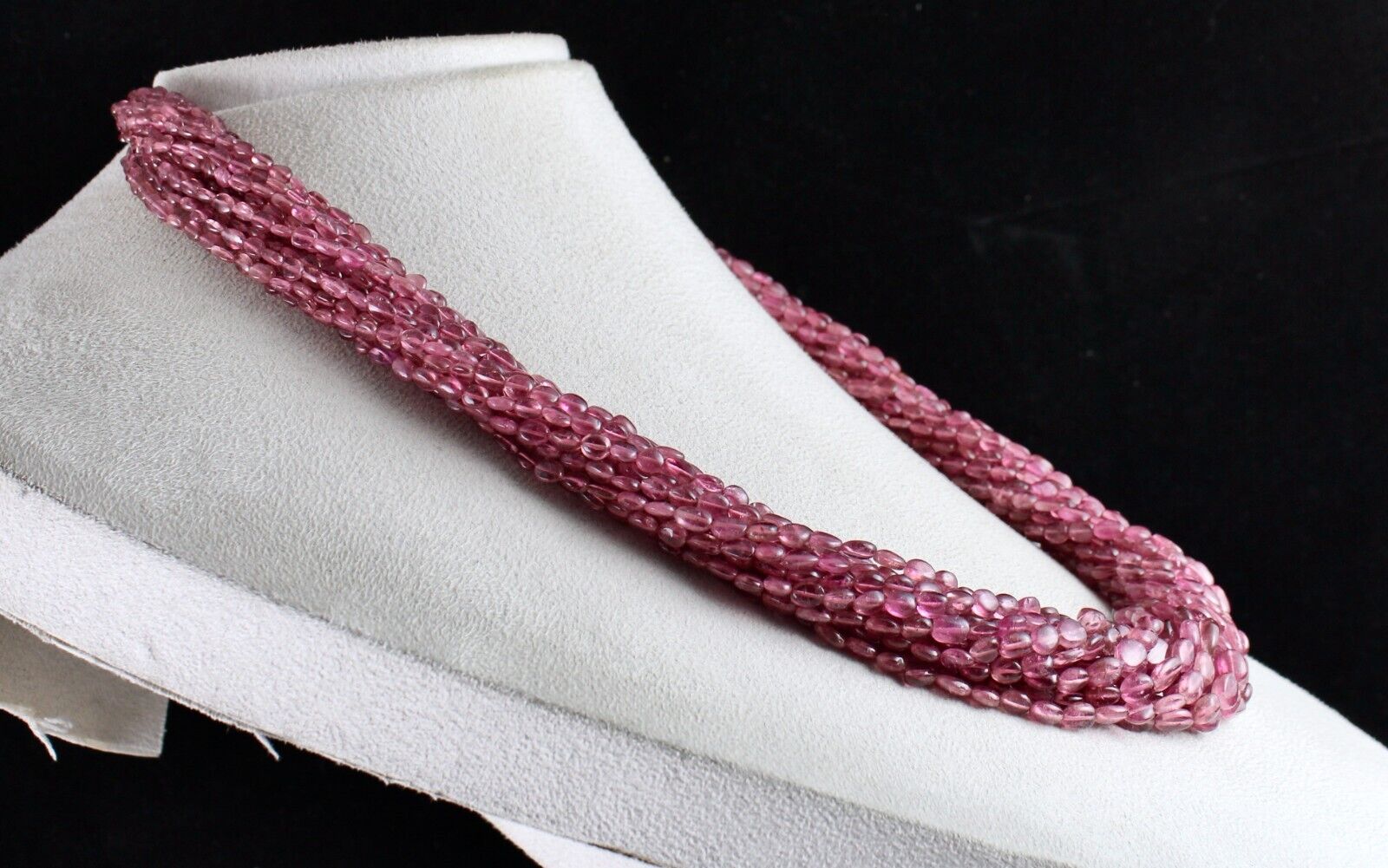 NATURAL PINK TOURMALINE BEADS LONG SHAPE 15 L 745 CT GEMSTONE STATEMENT NECKLACE