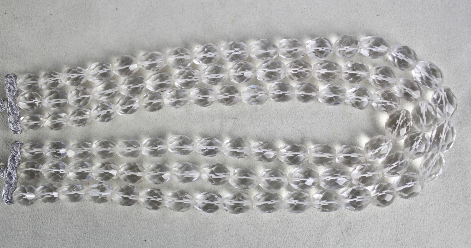Natural White Rock Crystal Quartz Beads Faceted 3 L 1311 Ct Gemstone Necklace