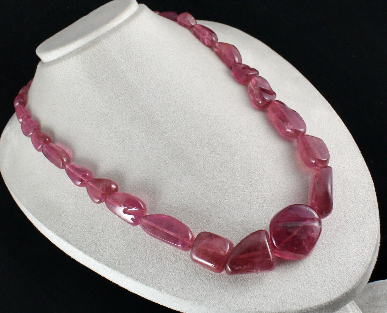 NATURAL PINK TOURMALINE RUBELLITE BEADS TUMBLE 35MM BIG 1241 CARATS GEM NECKLACE