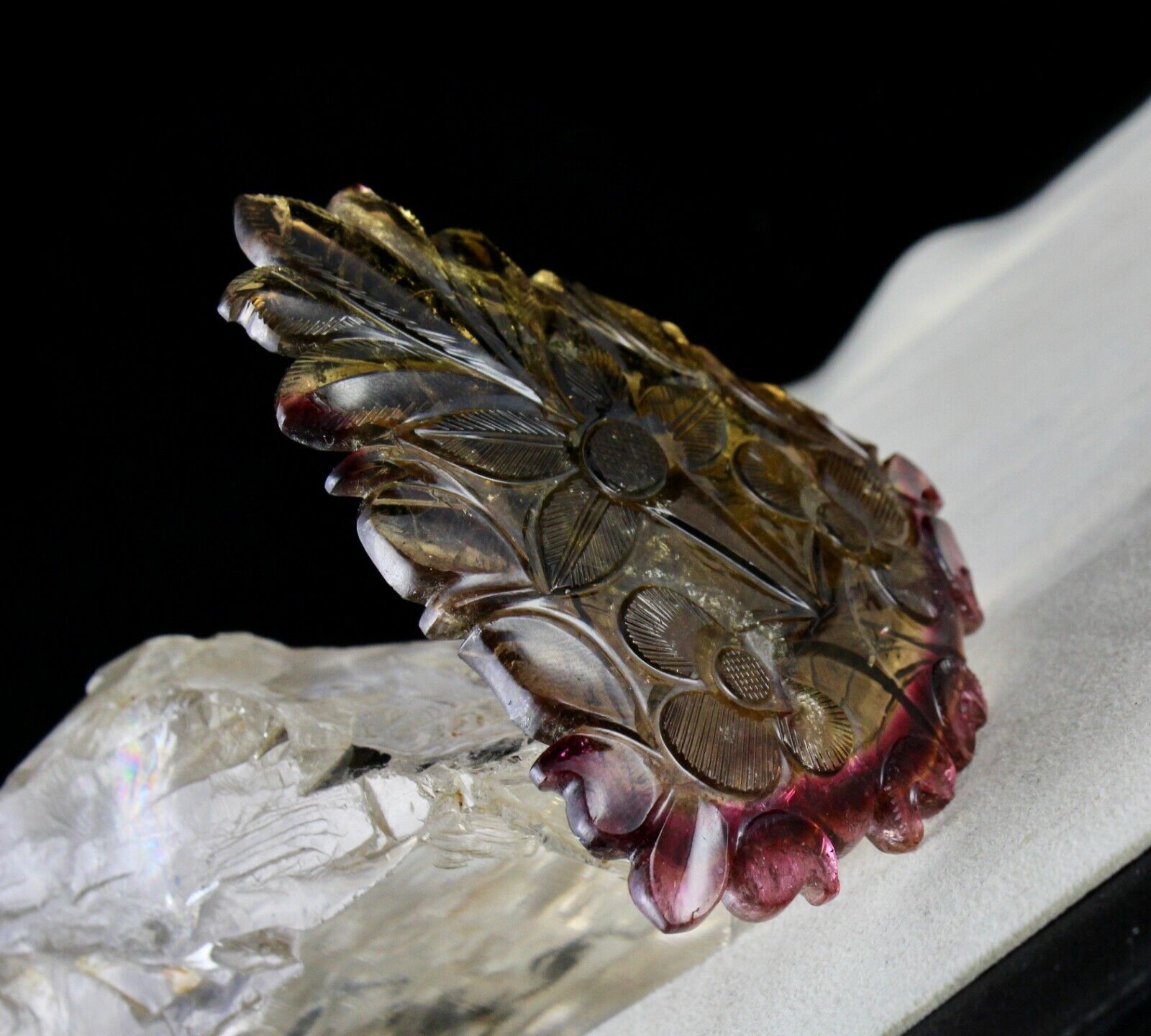 NATURAL MULTI TOURMALINE CARVED 89 x 84 MM 324 CARATS FOR DESIGNING BIG PENDANT