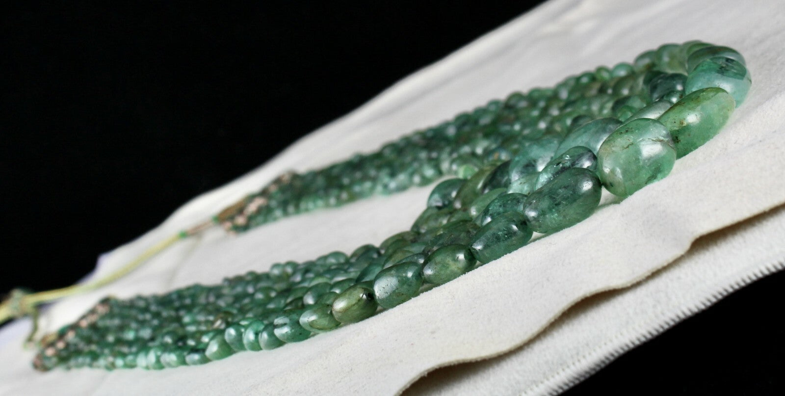 Certified Vintage Natural Emerald Beads 735 Ct Cabochon Old Gemstone Necklace