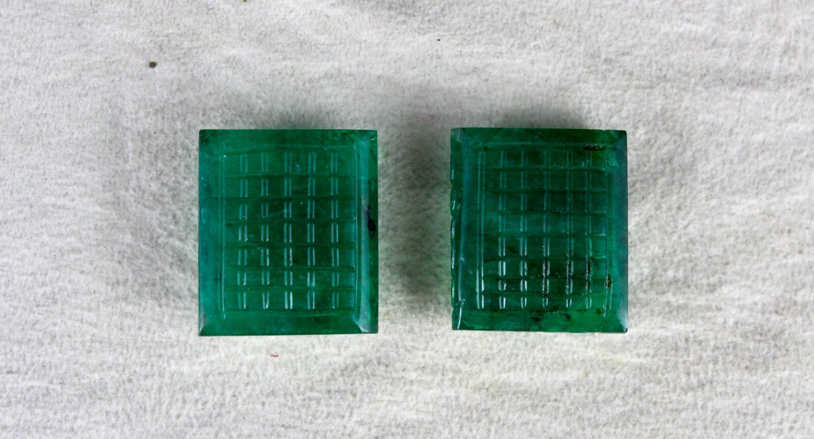 Certified Natural Emerald Mughal Carved 20x18mm 65.45ct Gemstone Earrings Pair