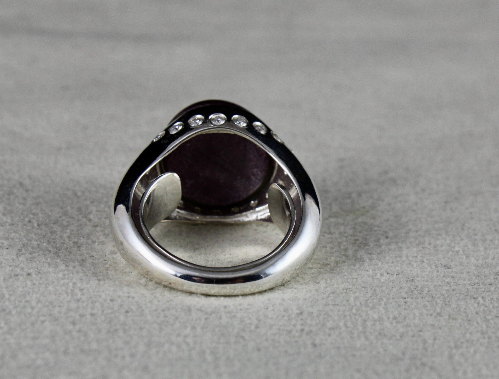 Certified Natural Ruby Star 44.21ct Sterling Silver Ring Moissanite Diamond