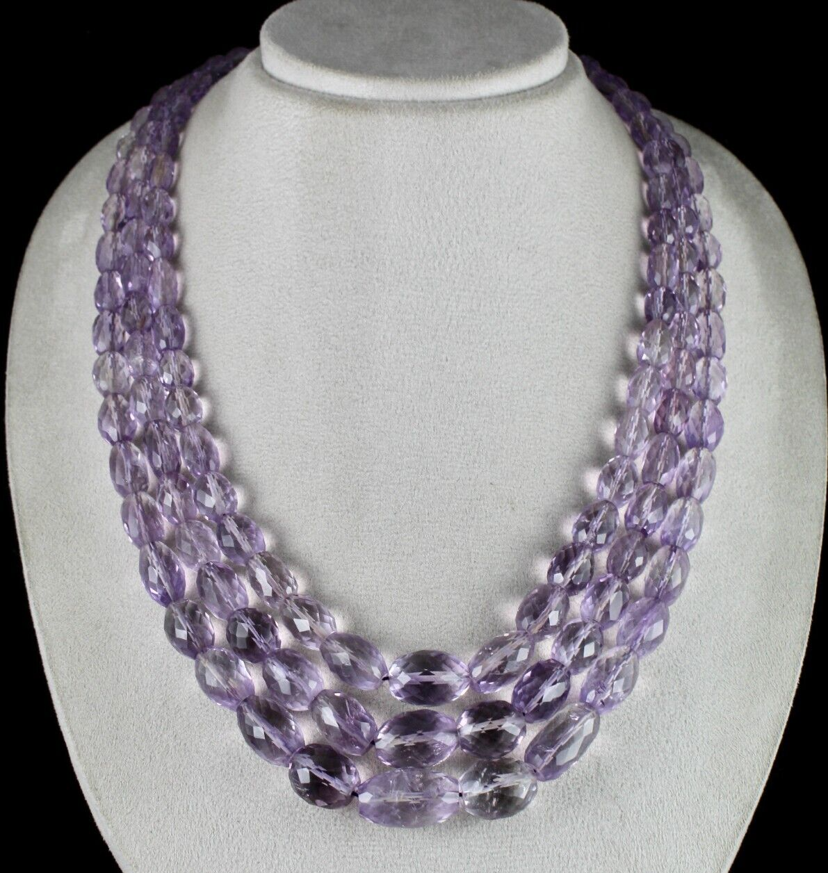 Certified Natural Amethyst 1164ct Beads Long Faceted Gemstone Fine Necklace