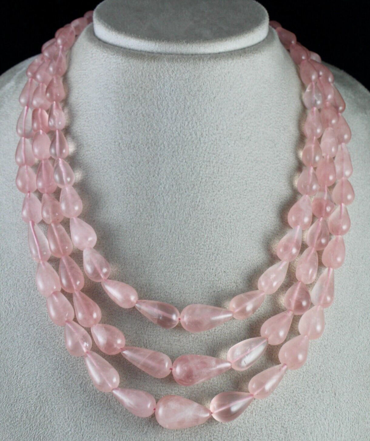 Natural 920 Cts Rose Quartz Beads Drops Cabochon Gemstone Necklace For Women