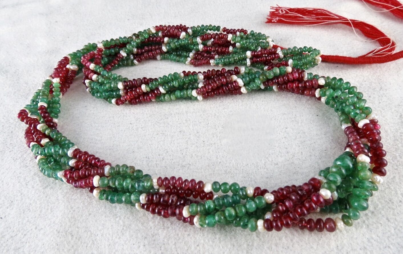 NATURAL EMERALD RED SPINEL PEARL BEADS ROUND 308 CARATS GEMSTONE LADIES NECKLACE