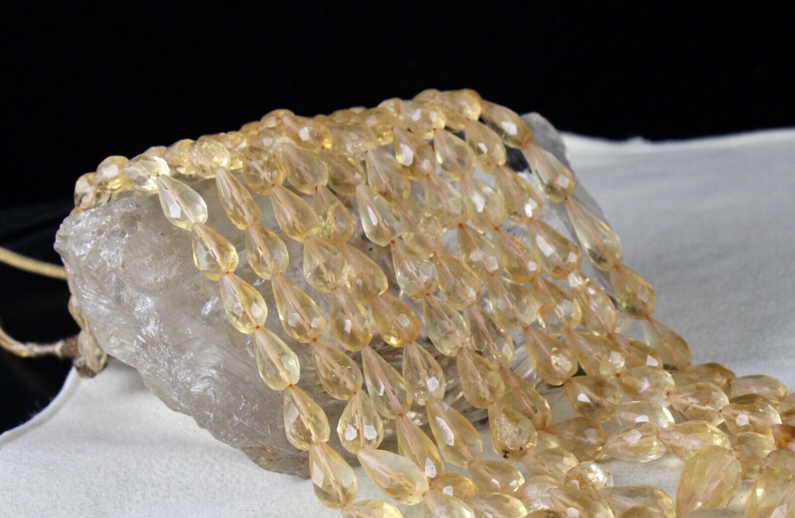 Natural Yellow Citrine Beads Faceted Drops 5 L 787 Ct Gemstone Designer Necklace