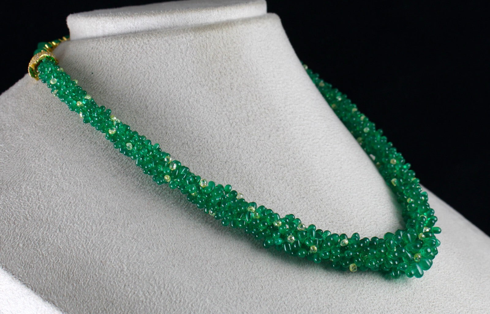 Certified 18k Gold Natural Zambian Emerald 306.7ct Diamond Necklace For Wedding