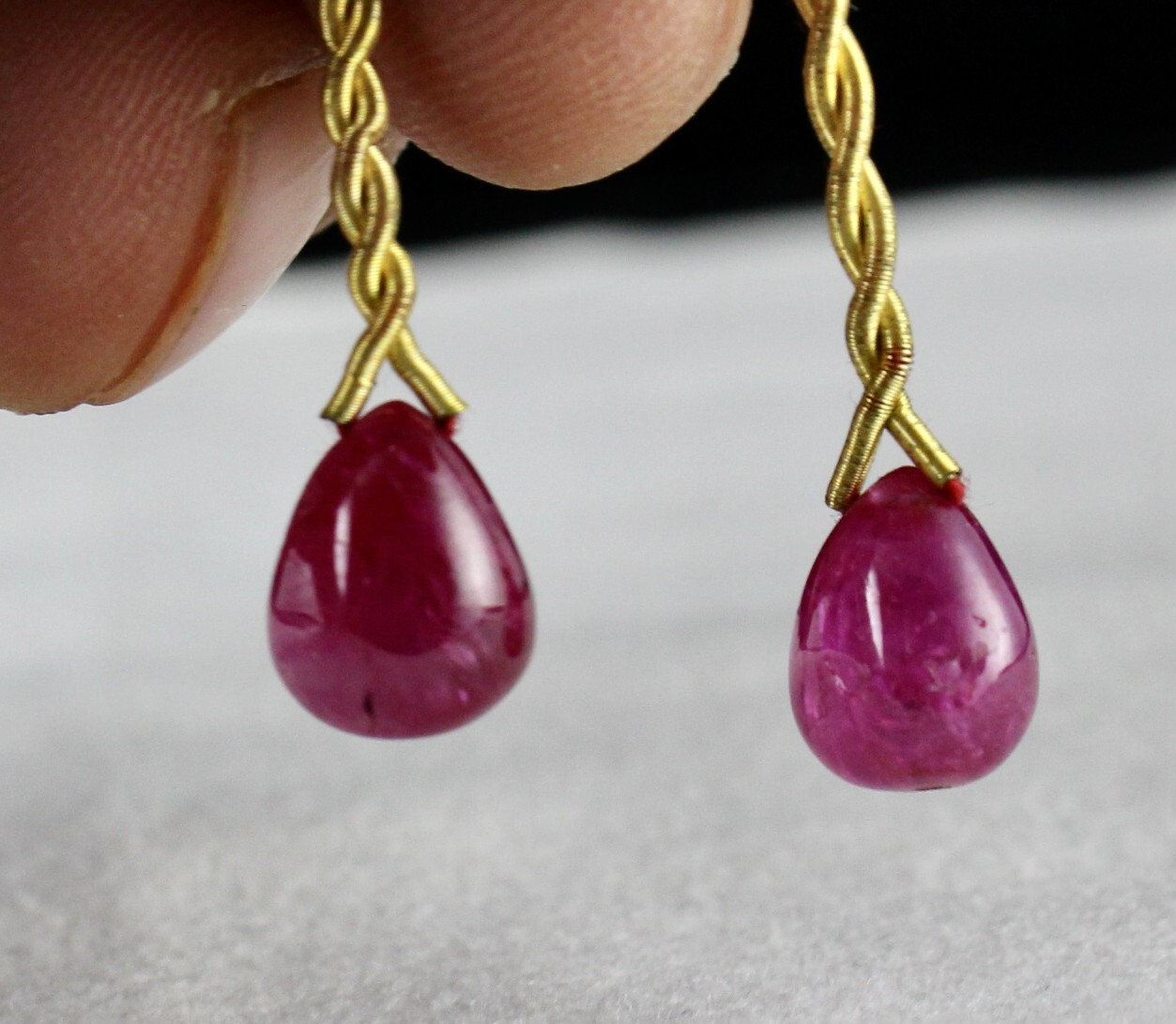 Certified Natural Burma Ruby 12.05 Ct Tear Drop Sterling Silver Drilled Earring