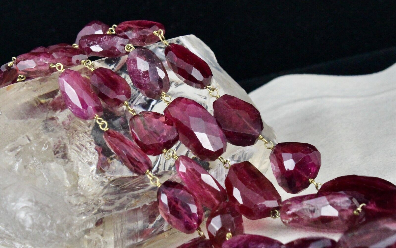 NATURAL PINK TOURMALINE RUBELLITE BEADS CABOCHON 2 L 669 CTS GEMSTONE NECKLACE