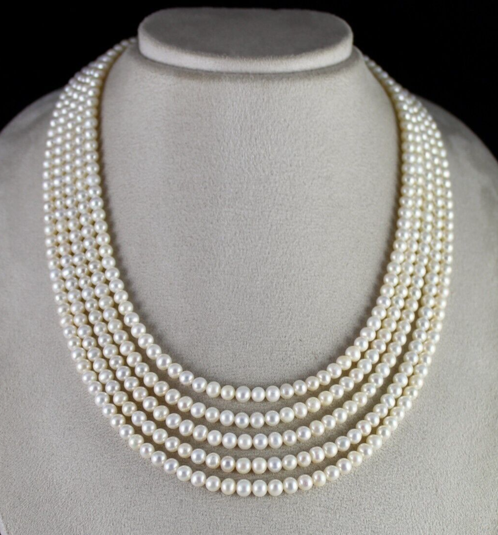 GENUINE FRESH WATER PEARL BEADS ROUND 5 L 512 CARATS GEMSTONE FASHION NECKLACE