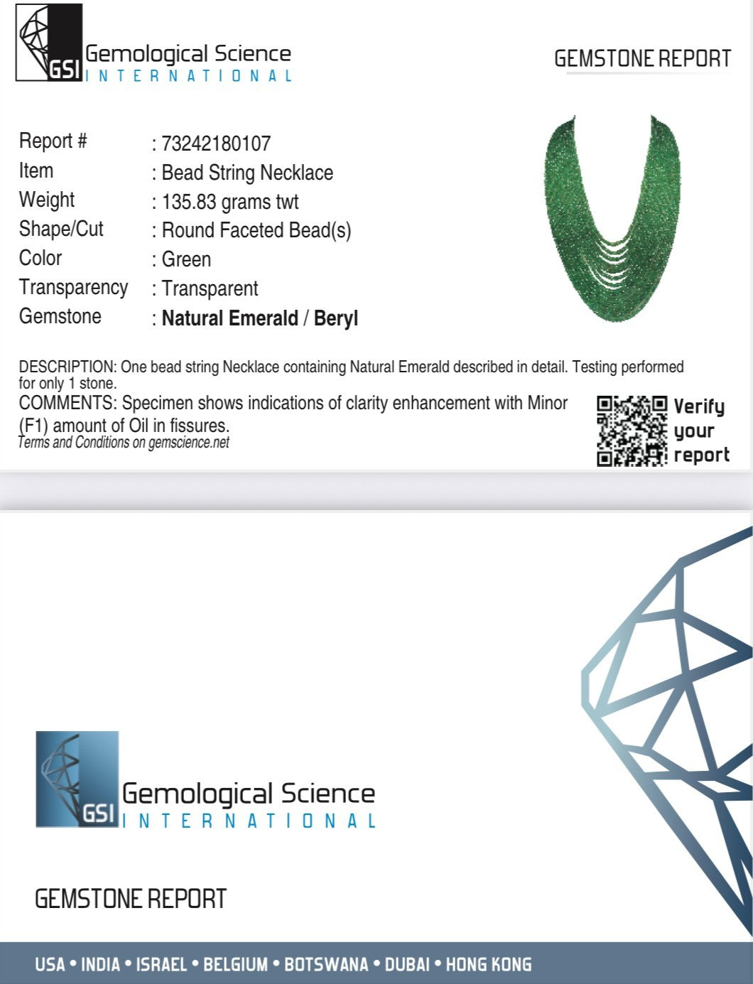 Natural Zambian Emerald Necklace 640 Ct – Faceted Round Beads, Certified Jewelry