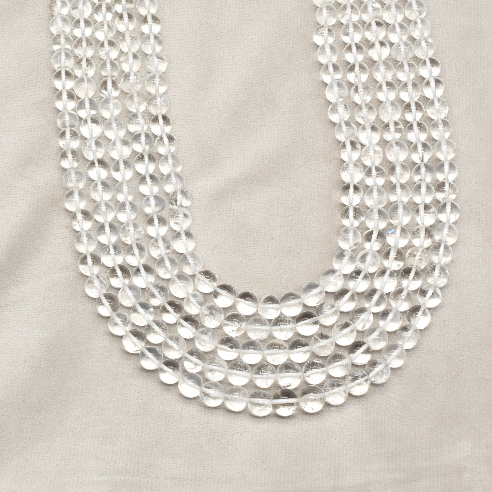 Natural Rock Crystal Quartz Round Beads Necklace 5L 1347 Ct Gemstone Fine String