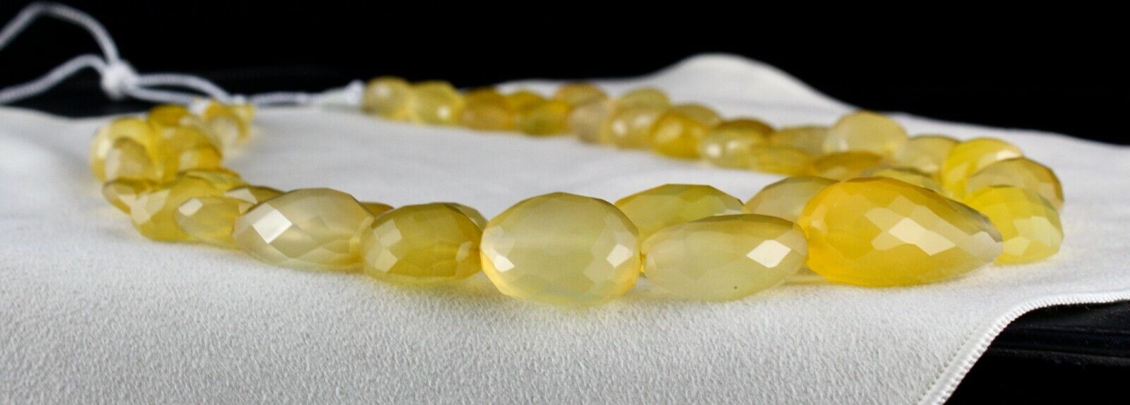 YELLOW CHALCEDONY BEADS FACETED 2 L 1478 CTS GEMSTONE BEADED FASHION NECKLACE