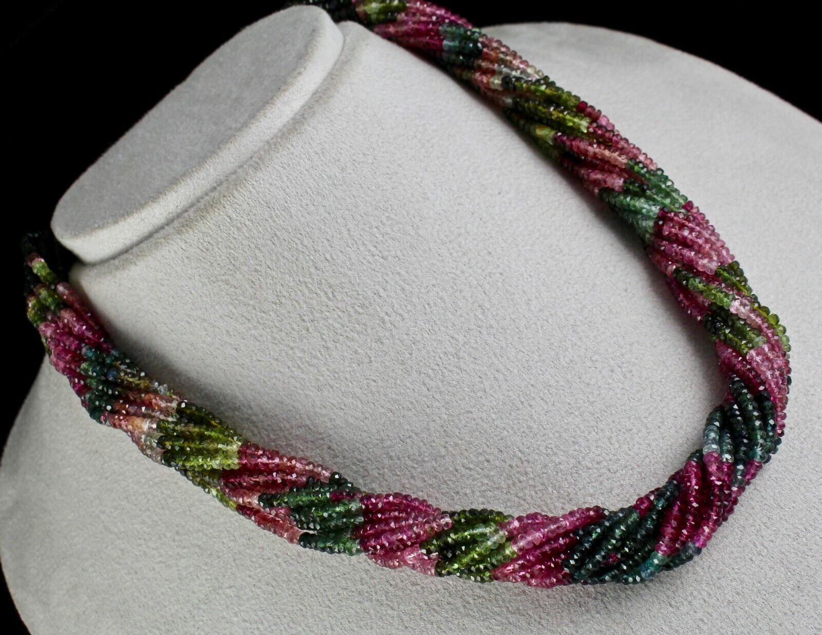 Natural Multi Tourmaline Beads 12 L 560 Ct Faceted Round Gemstone Fine Necklace