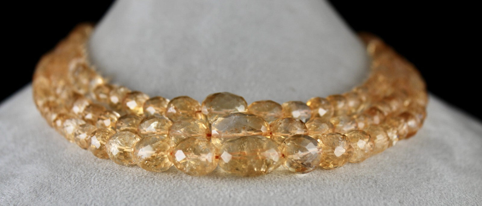 Certified Natural Citrine 831 Ct Faceted Oval Beads Yellow Fashion Necklace