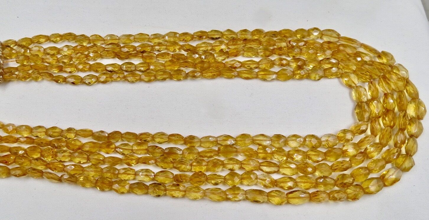 Natural Citrine Beads Faceted Long Gemstone 5 L 453 Ct Cocktail Fashion Necklace