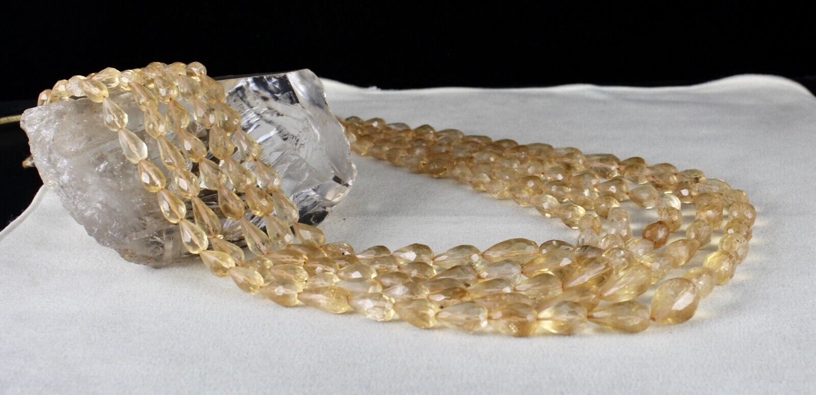 Natural Yellow Citrine Beads Faceted Drops 5 L 787 Ct Gemstone Designer Necklace