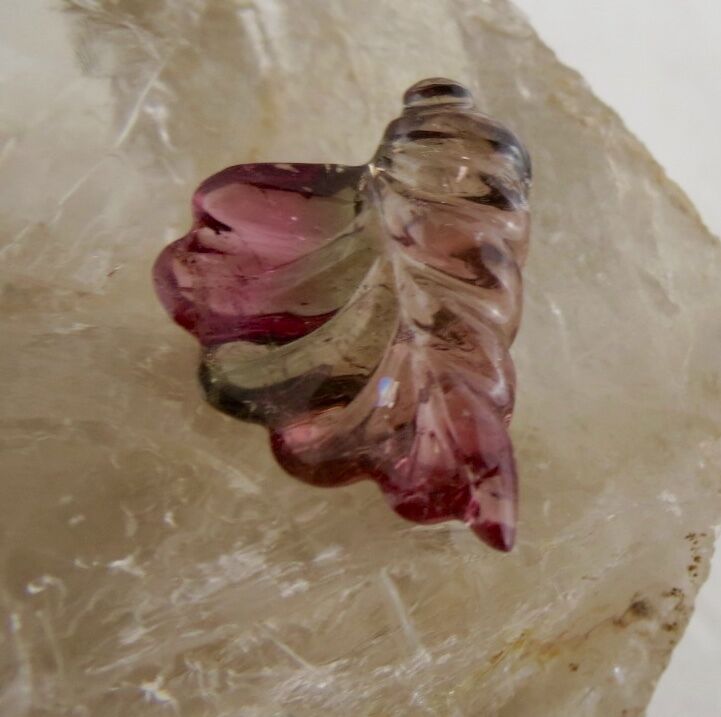 NATURAL MULTI TOURMALINE CARVED 11.62 CTS SEMI PRECIOUS GEMSTONE RING PENDANT
