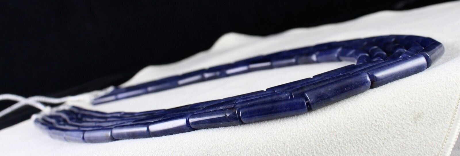 NATURAL BLUE AVENTURINE TUBE GEMSTONE 5 LINE 896 CT SEMI PRECIOUS BEADS NECKLACE