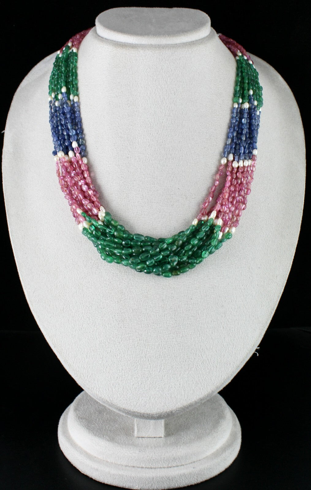 Certified Emerald Ruby Sapphire Pearl 681ct Gemstone Necklace For Women