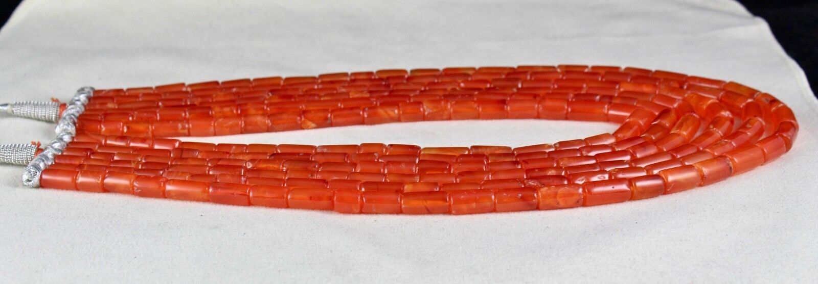 Natural Carnelian Beads Fancy Tube 6 L 1017 Ct Orange Gemstone Fashion Necklace