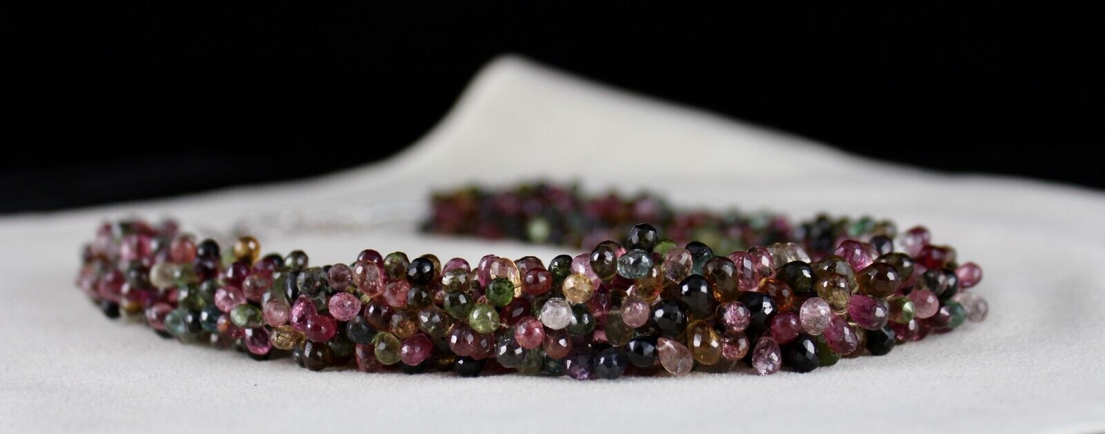 NATURAL MULTI TOURMALINE BEADS TEAR DROPS 5 LINE 632 CARATS GEMSTONE NECKLACE